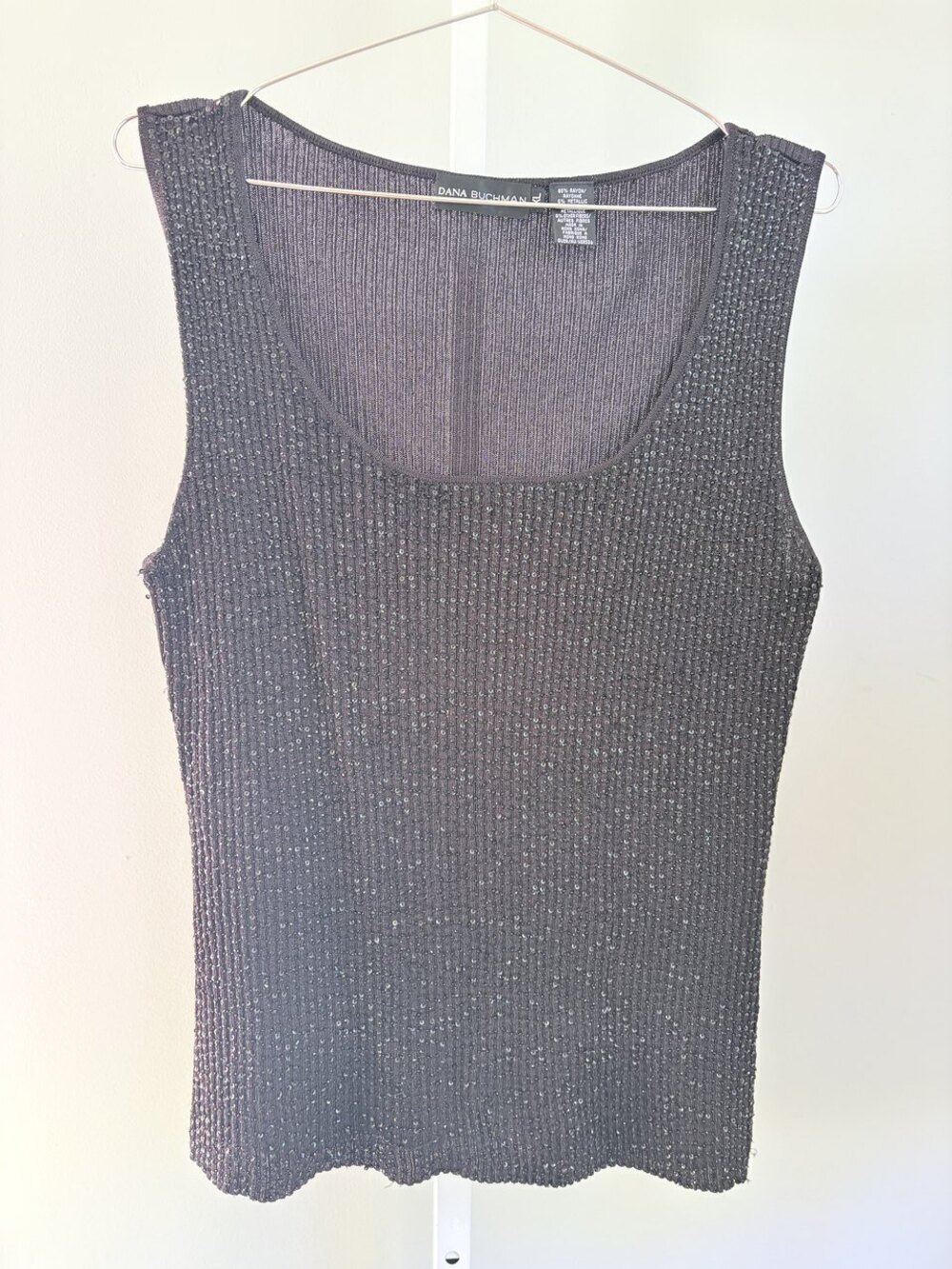 Dana Buchman Metallic Knit Shell Gray Size XL